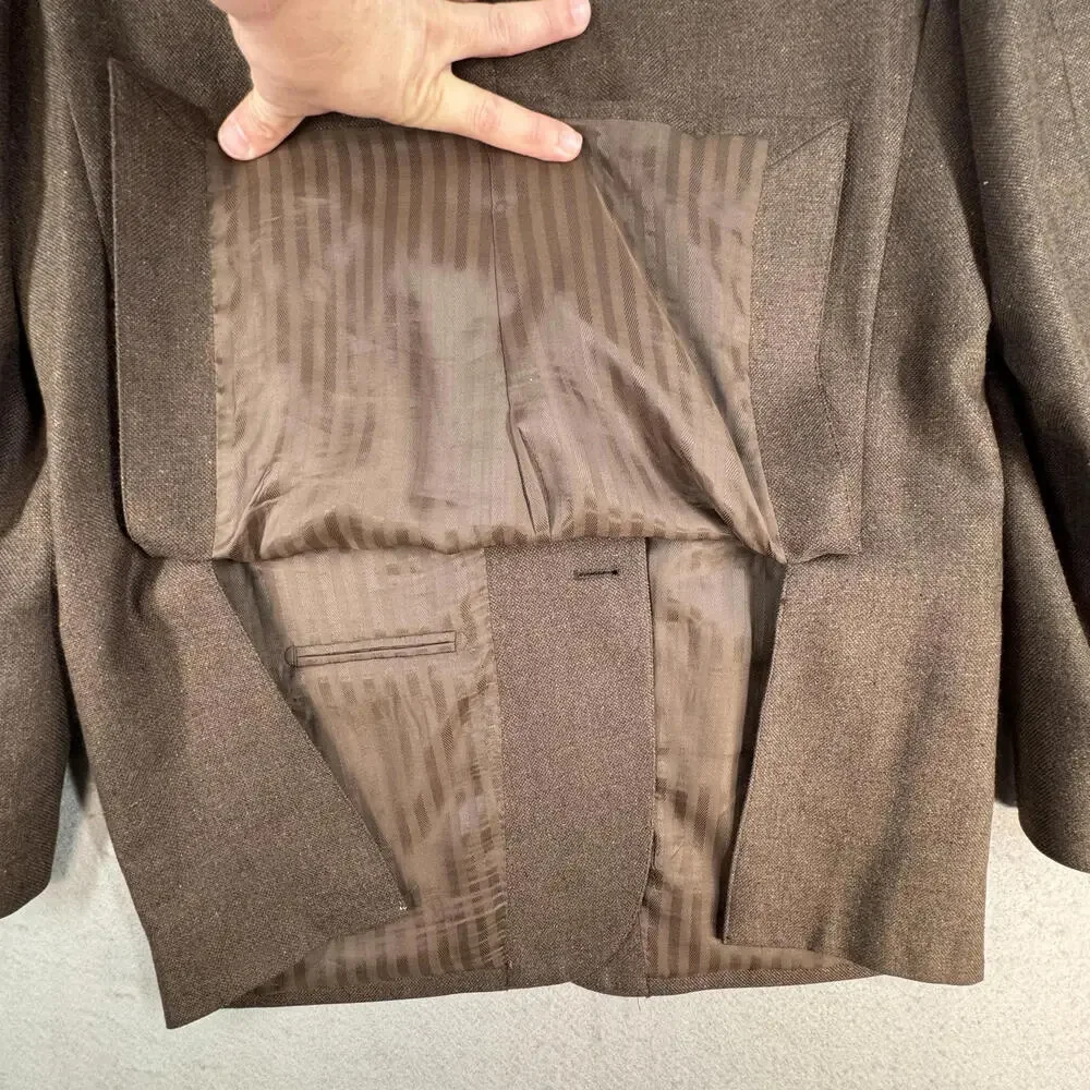 Men's Brown Wool Blend Blazer Sport Jacket Sz 44 Lanificio de Pray Made in Italy